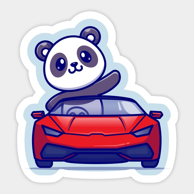 Cute Panda Driving Car Cartoon Sticker by Catalyst Labs